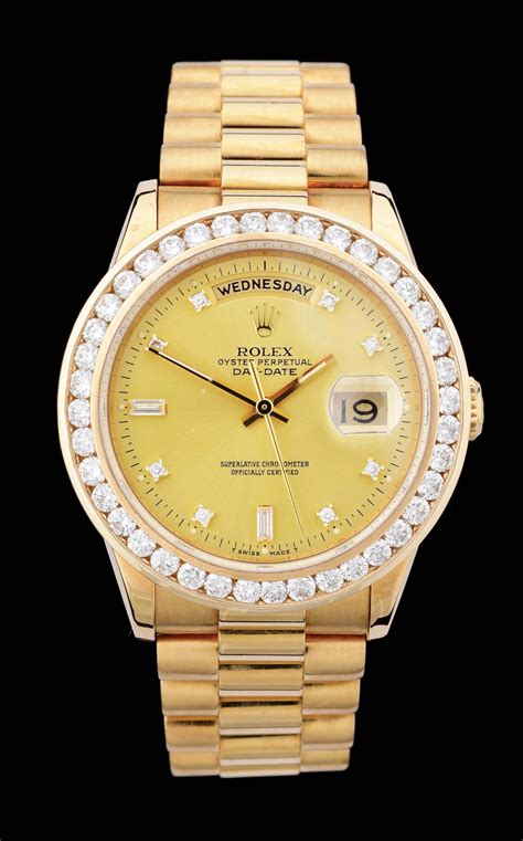 rolex replica day date bezel moves|18k gold rolex with diamonds.